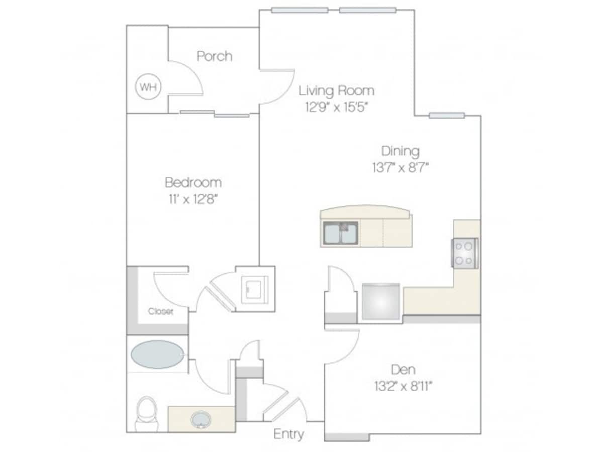 Floorplan diagram for A2.R, showing 1 bedroom
