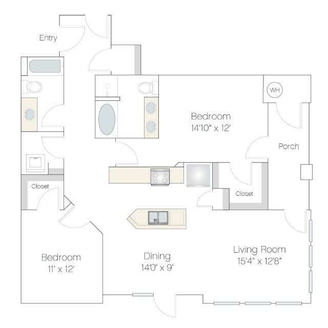 Floorplan diagram for B2.GR, showing 2 bedroom