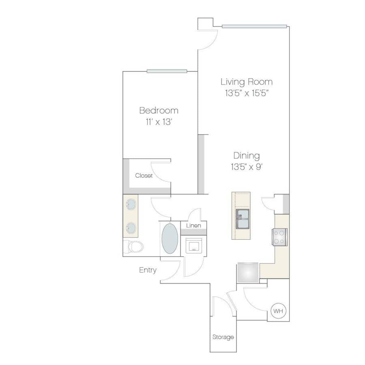 Floorplan diagram for AT1.GR, showing 1 bedroom