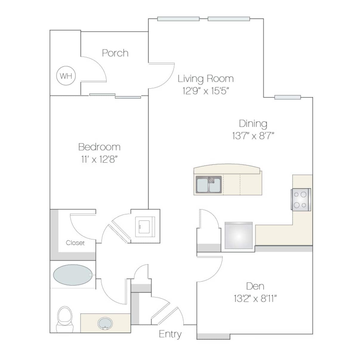 Floorplan diagram for A2.GR, showing 1 bedroom