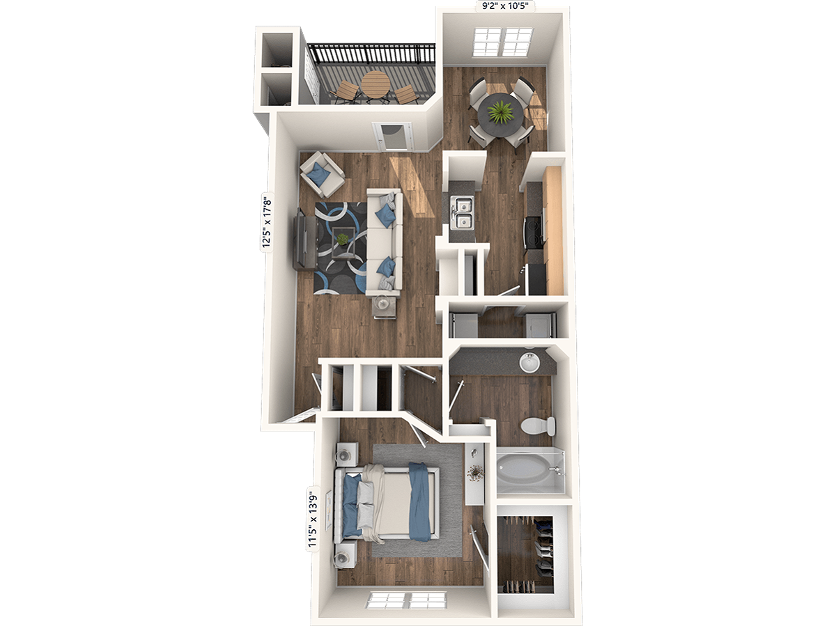 Floorplan diagram for Andorre, showing 1 bedroom