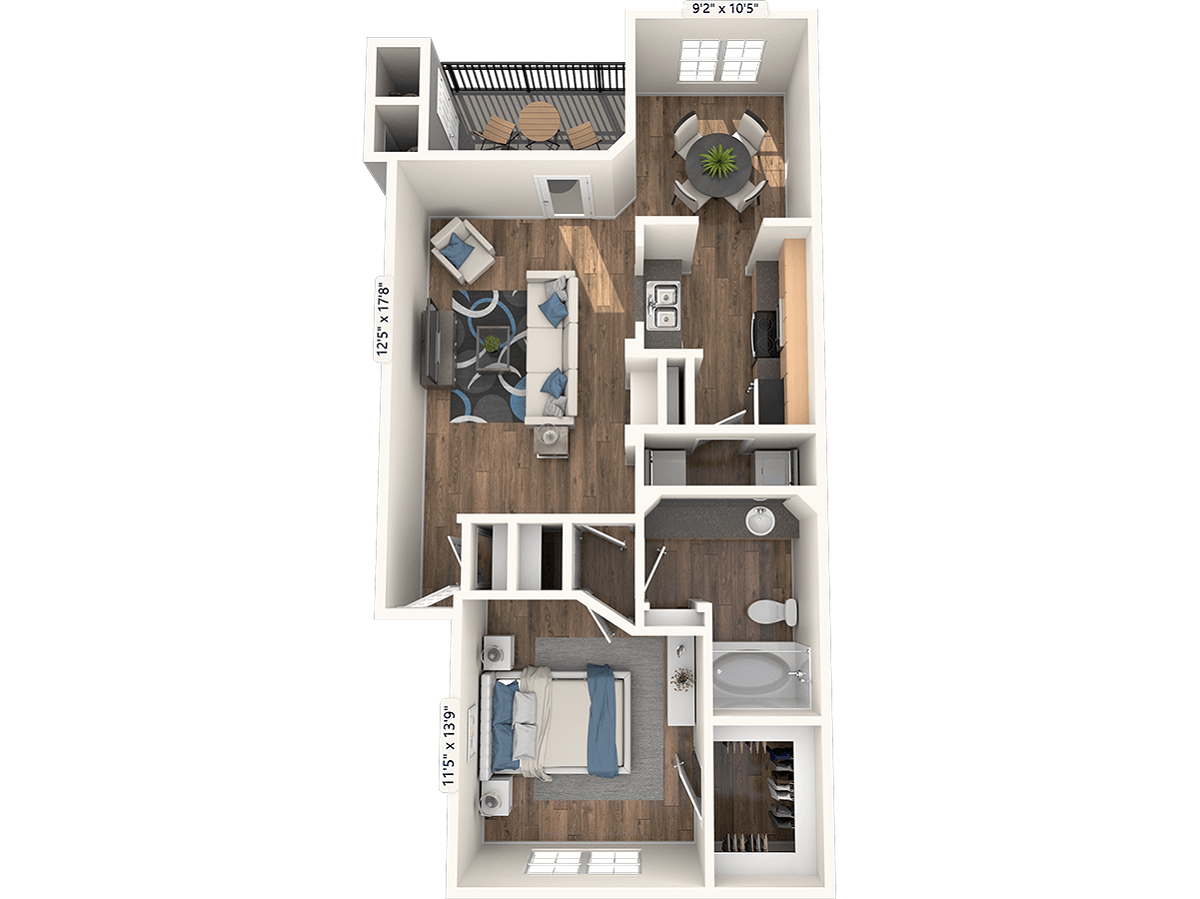 Floorplan diagram for Andorre, showing 1 bedroom