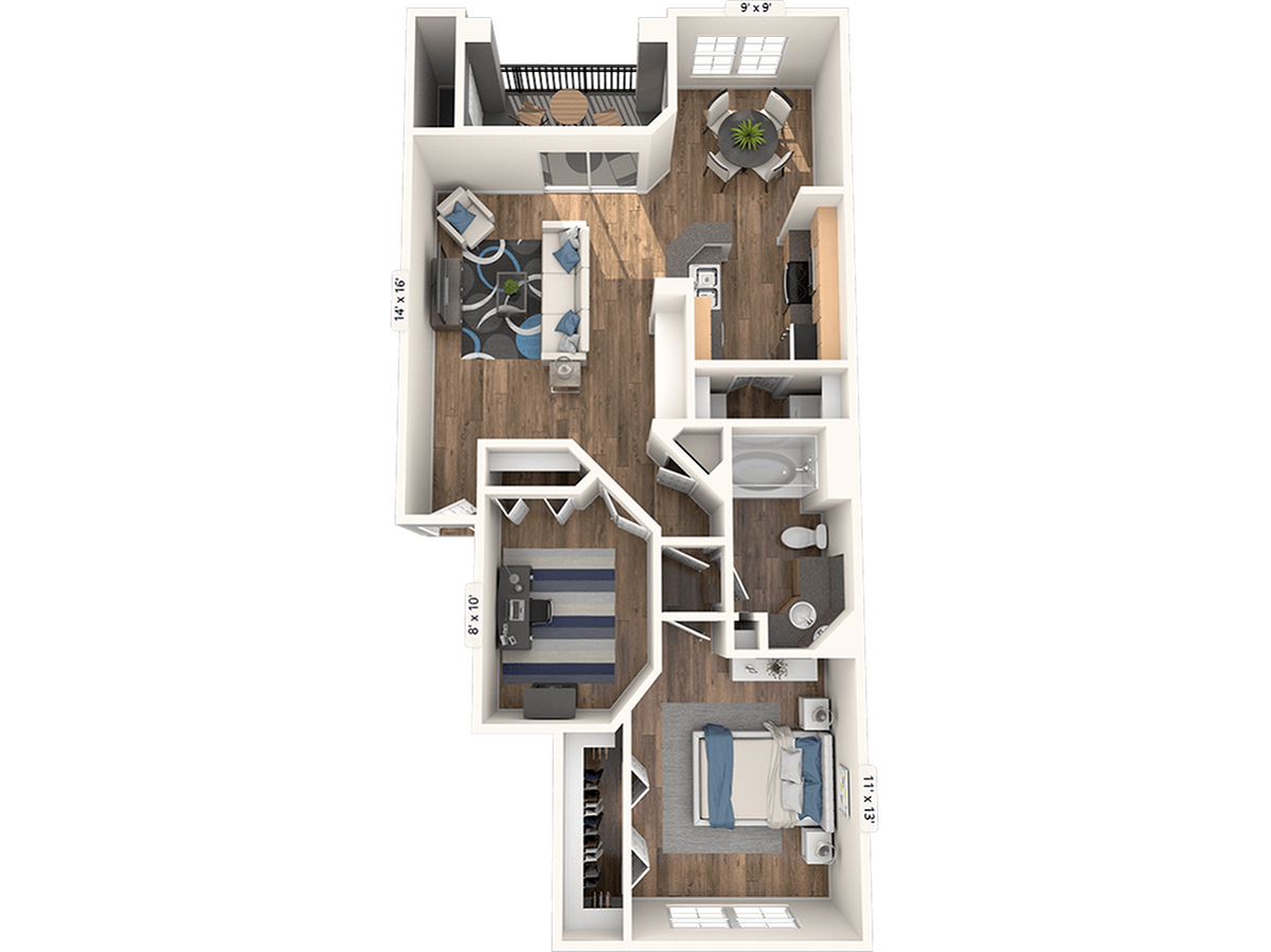 Floorplan diagram for Venezia, showing 1 bedroom
