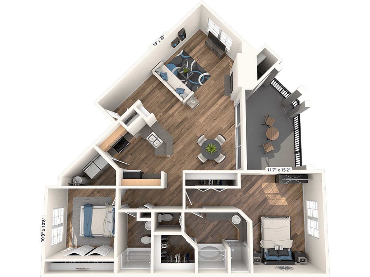Plano de Milano (muestra 2 dormitorio)