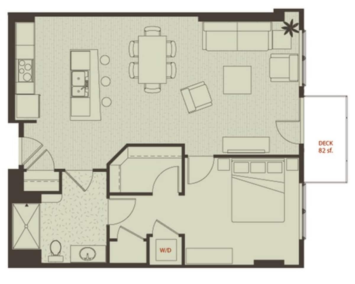 Floorplan diagram for Powell, showing 1 bedroom