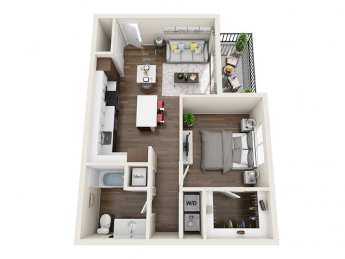 Floorplan diagram for 1A, showing 1 bedroom