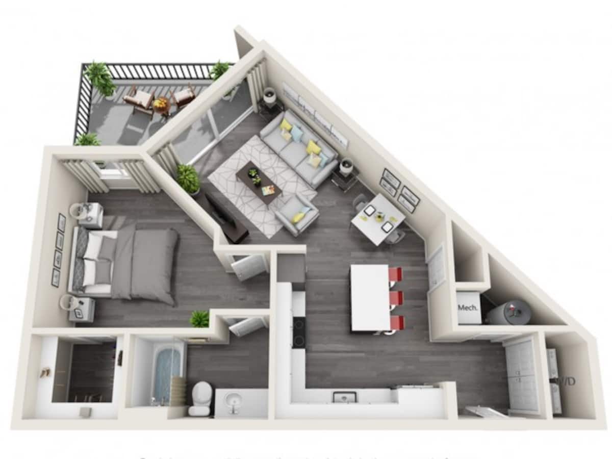 Floorplan diagram for 1B, showing 1 bedroom
