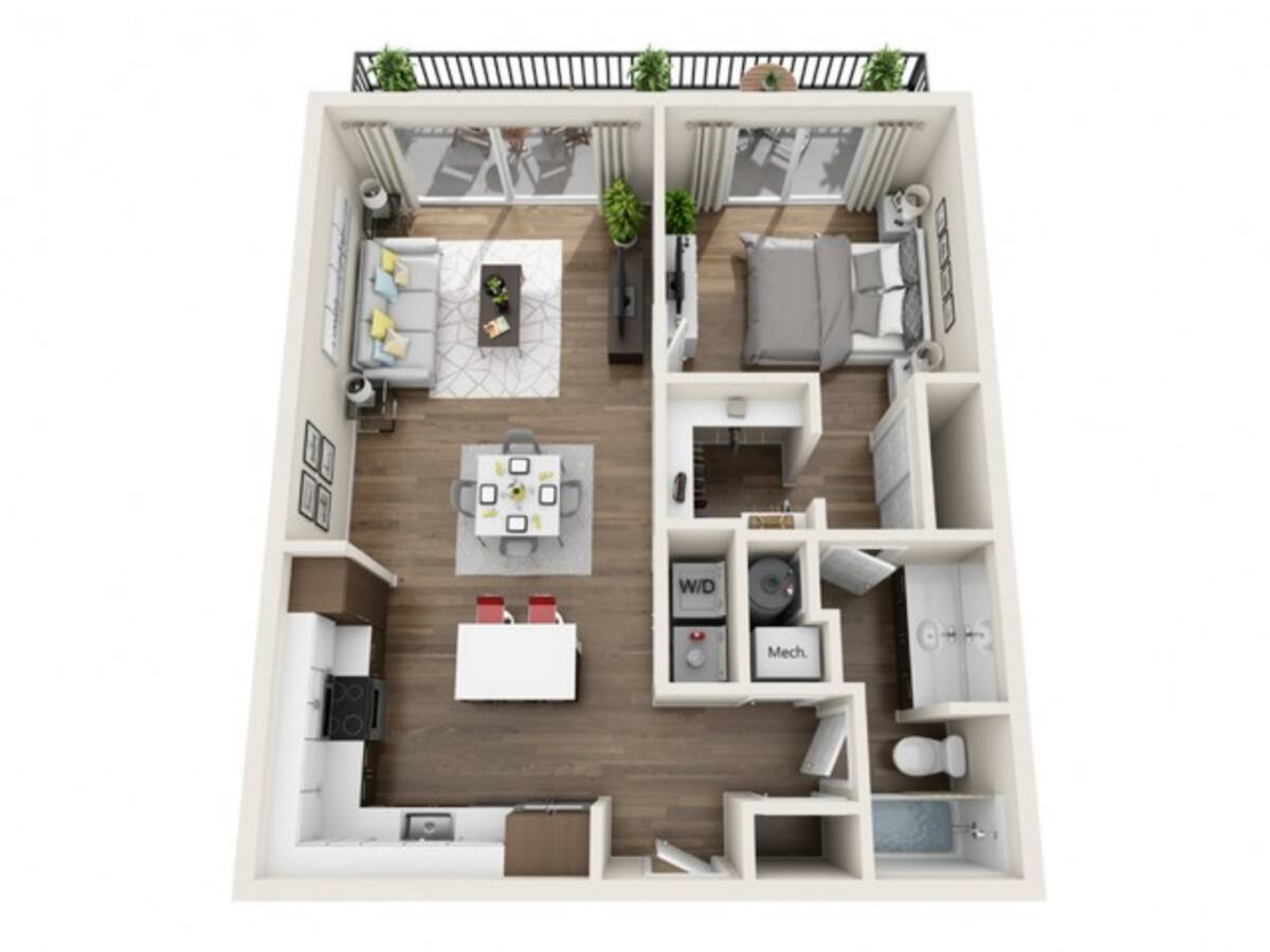 Floorplan diagram for 1E, showing 1 bedroom