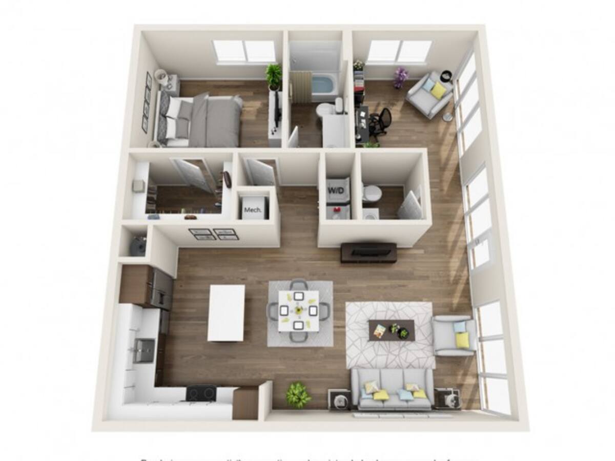 Floorplan diagram for LWA, showing 1 bedroom