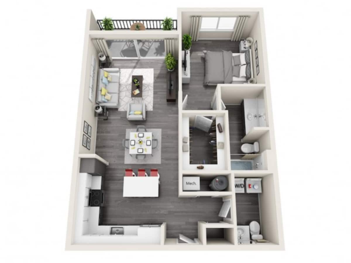 Floorplan diagram for 1F, showing 1 bedroom