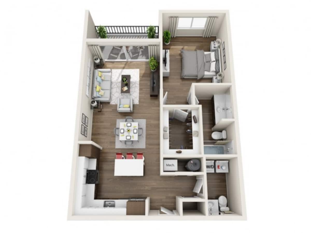 Floorplan diagram for 1G, showing 1 bedroom