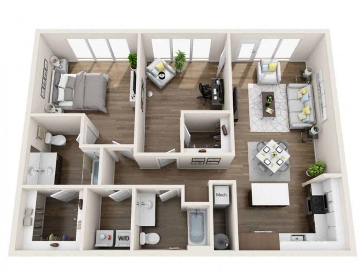 Floorplan diagram for LWC, showing 1 bedroom