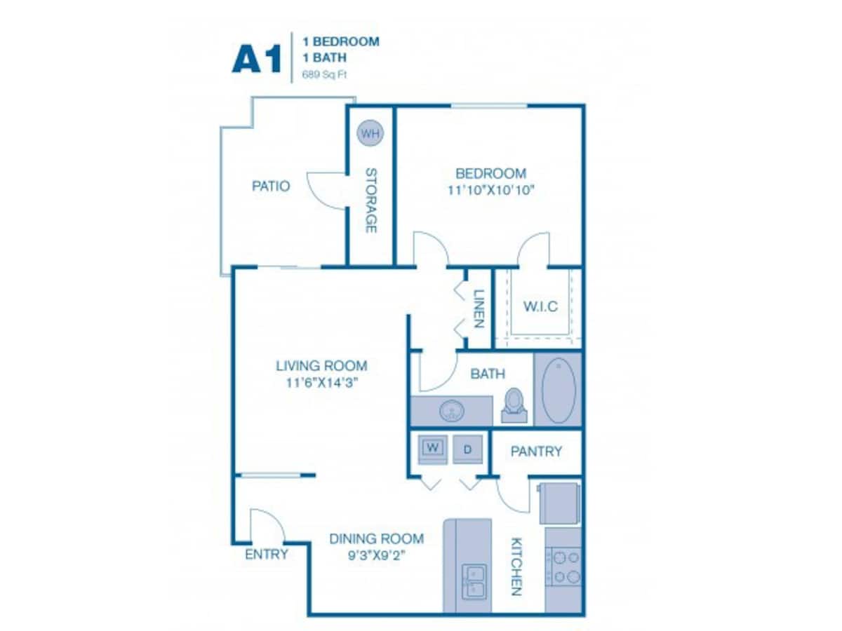 Floorplan diagram for A1RG Sophisticated, showing 1 bedroom