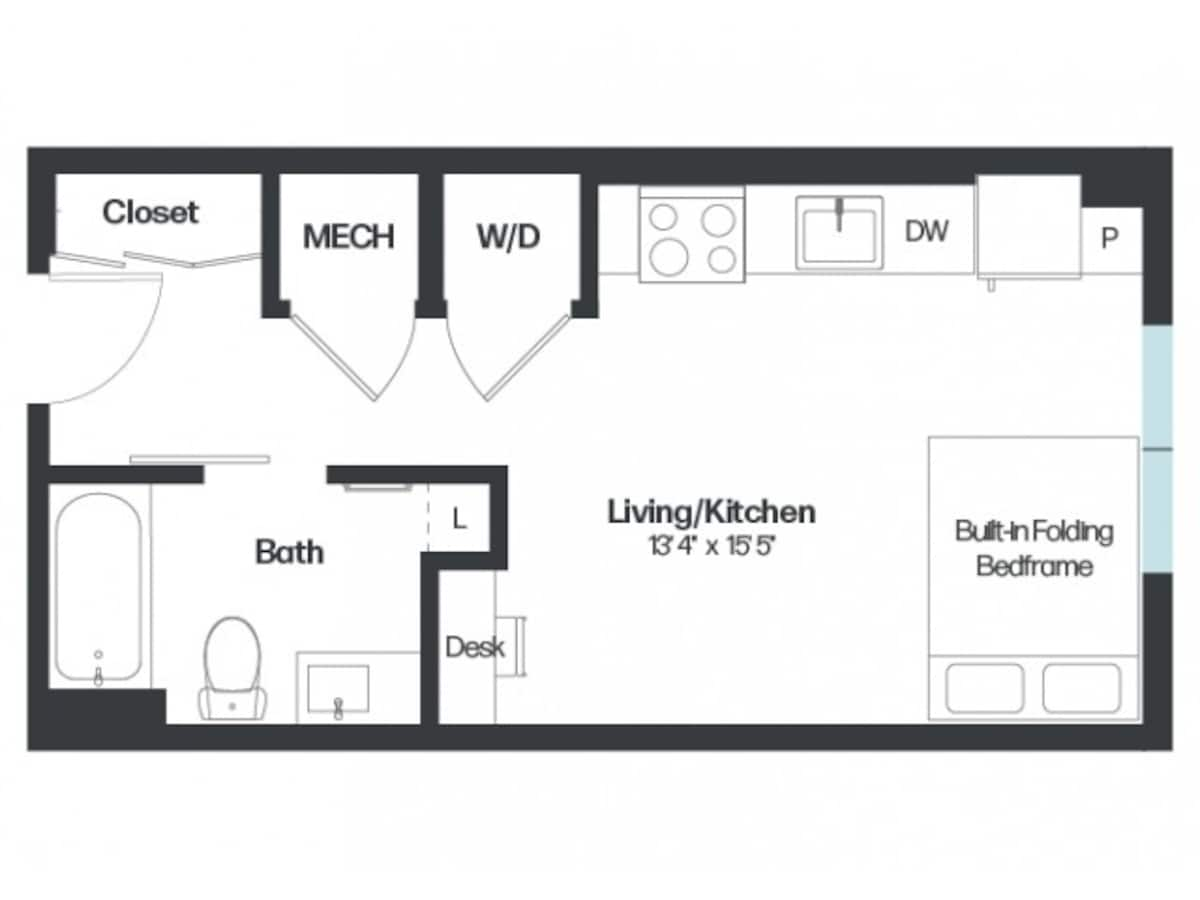 Floorplan diagram for Georgia, showing Studio