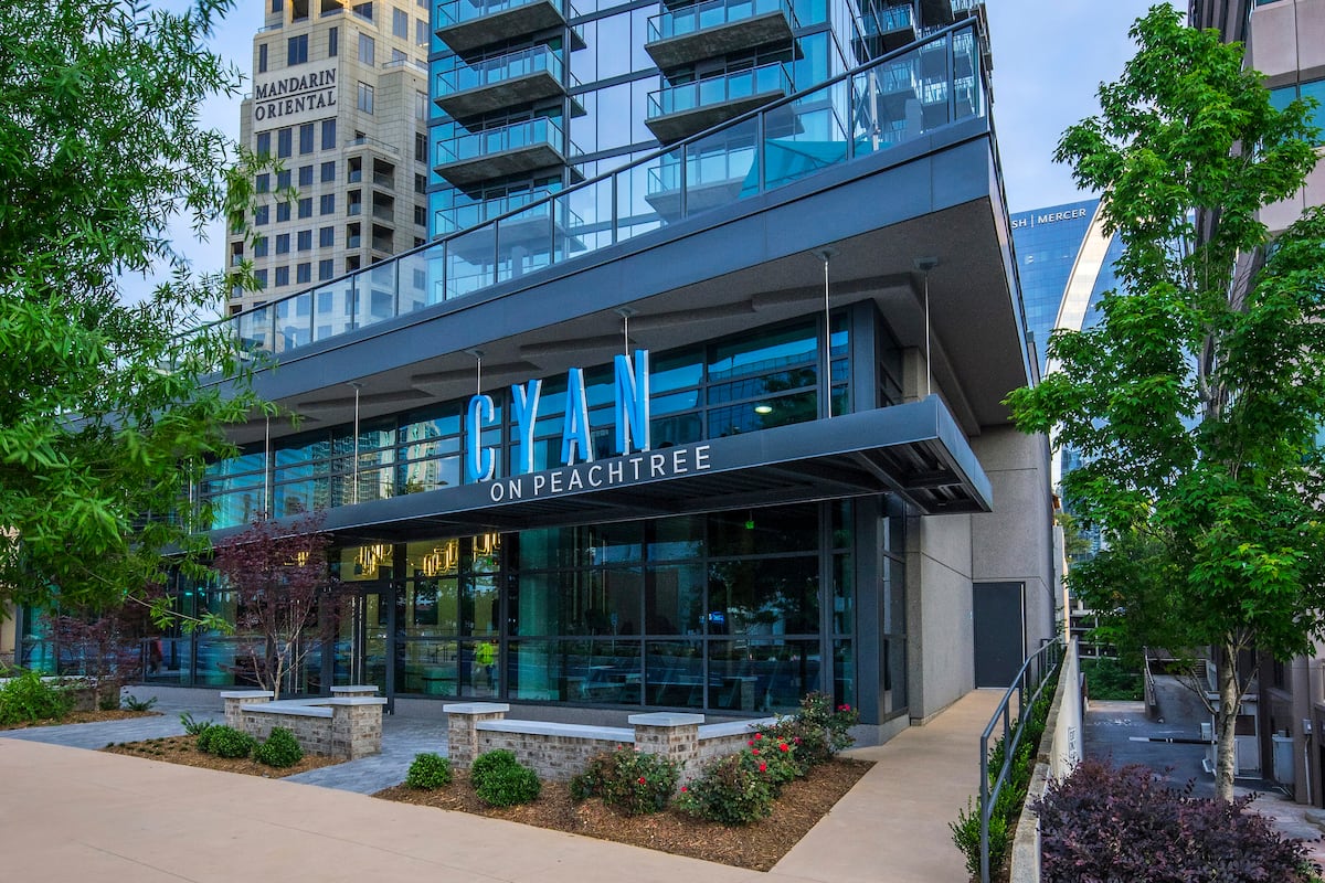 Exterior of Cyan On Peachtree, an Airbnb-friendly apartment in Atlanta, GA