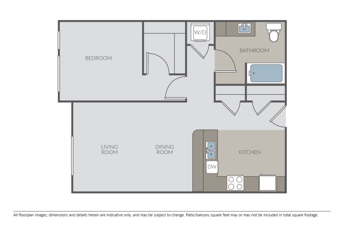 Floorplan diagram for Opal, showing 1 bedroom