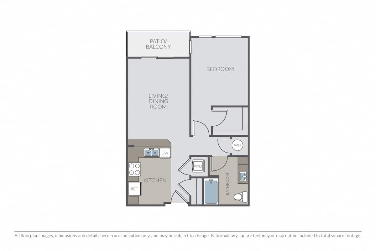 Floorplan diagram for Garnet, showing 1 bedroom
