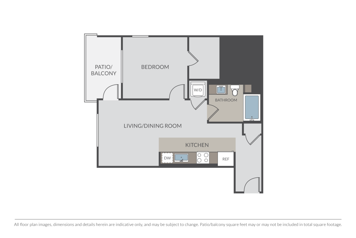 Floorplan diagram for Leland, showing 1 bedroom