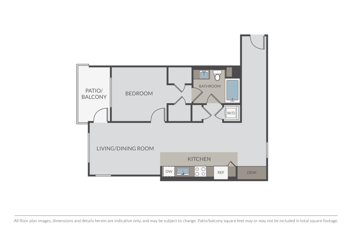 Floorplan diagram for Highland, showing 1 bedroom