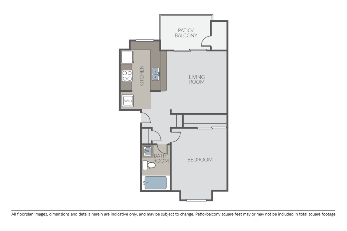 Floorplan diagram for 1 Bed 1 Bath A, showing 1 bedroom