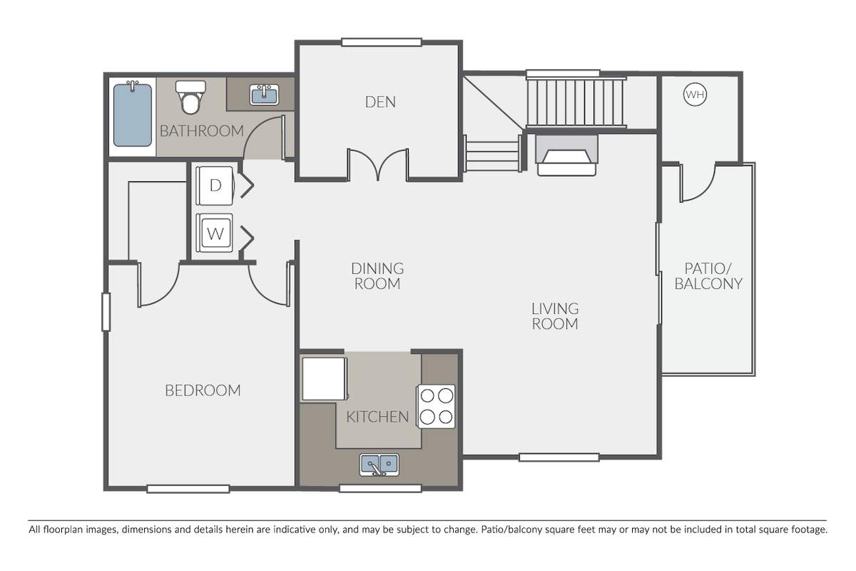 Floorplan diagram for Plan 1C Den, showing 1 bedroom