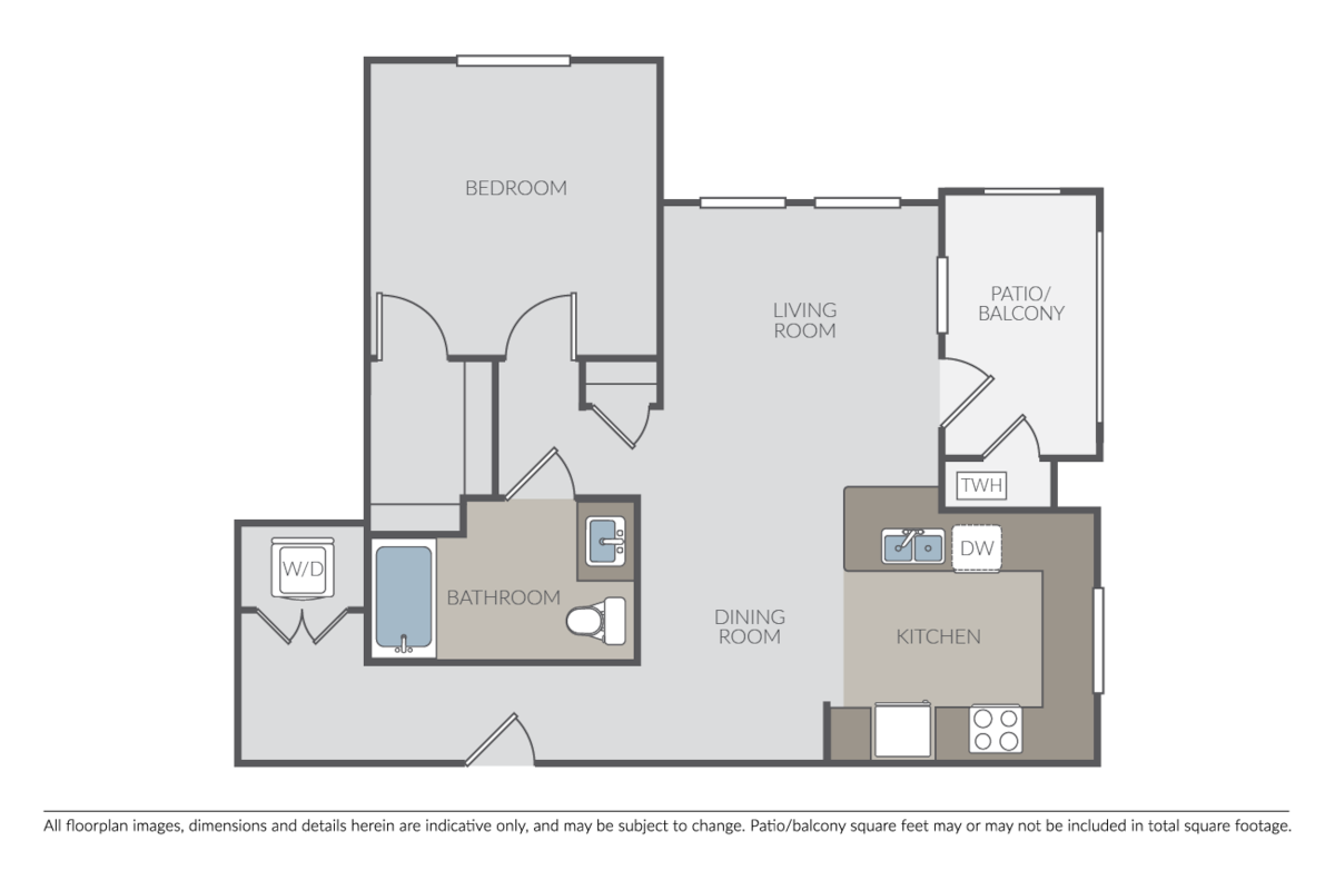 Floorplan diagram for Zinnia, showing 1 bedroom