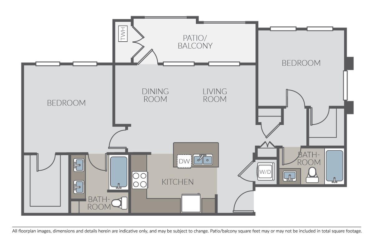 Floorplan diagram for Dahlia, showing 2 bedroom