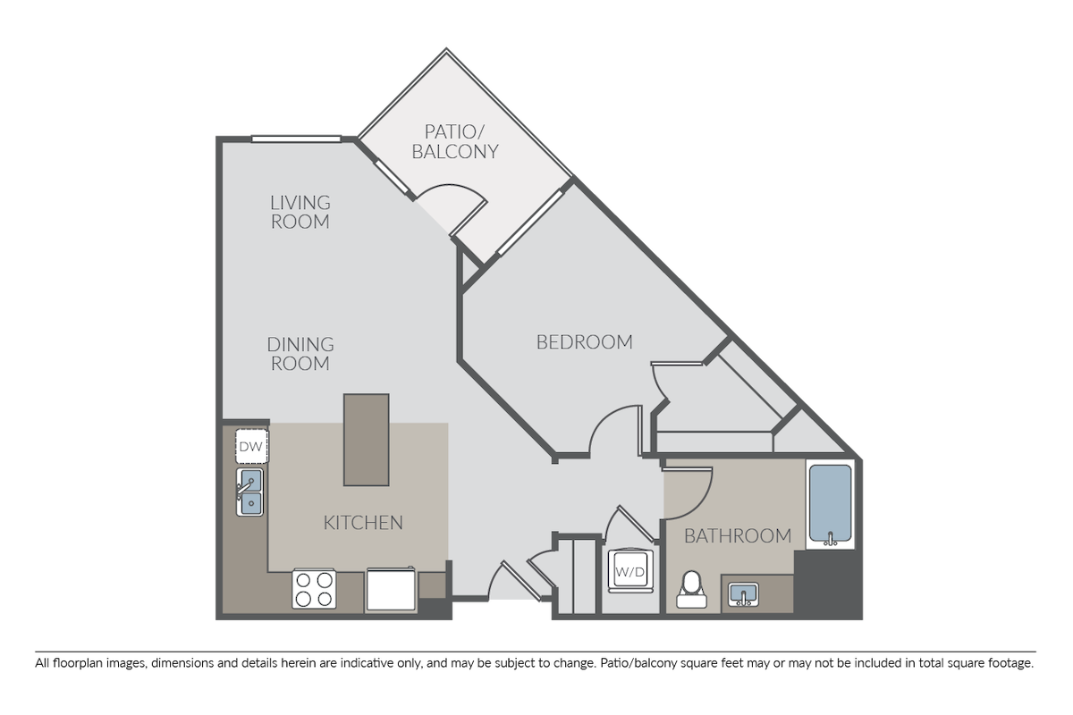 Floorplan diagram for Torrey Pines, showing 1 bedroom