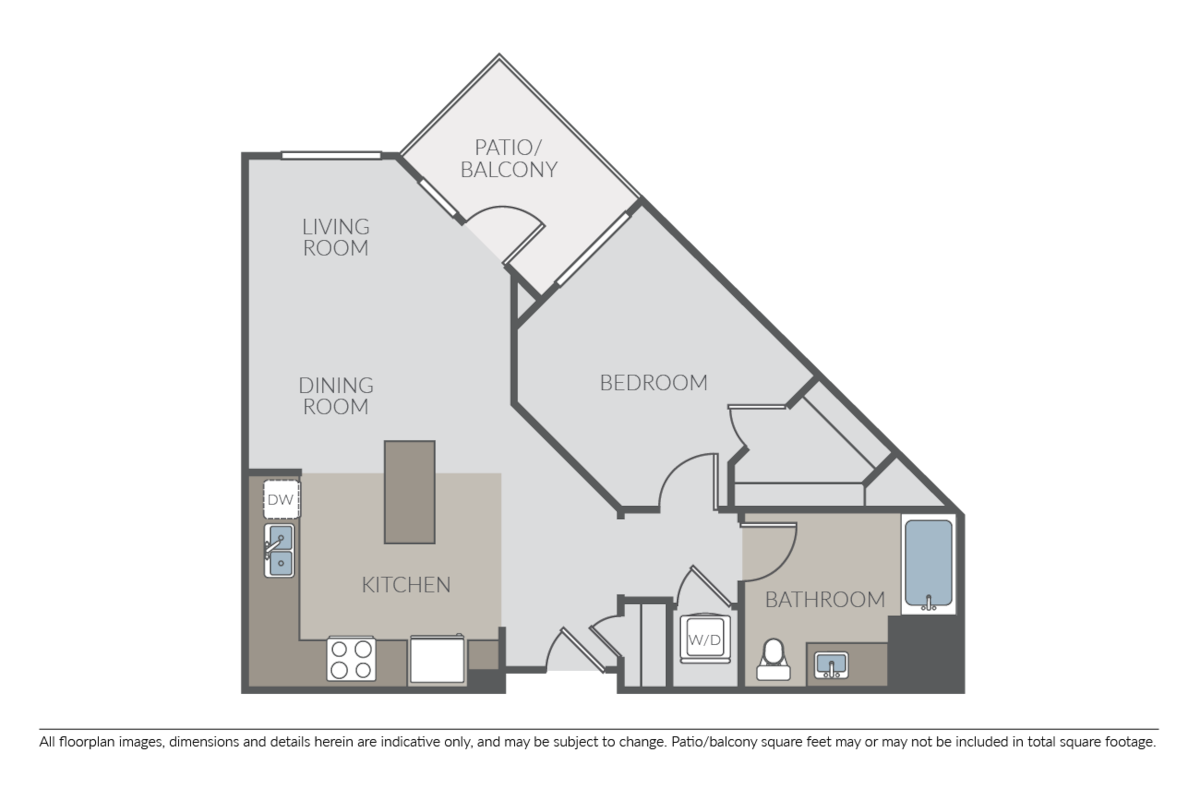 Floorplan diagram for Torrey Pines, showing 1 bedroom
