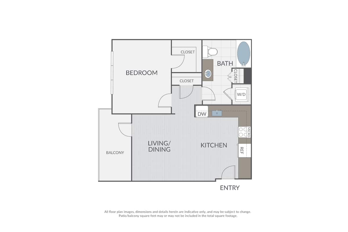 Floorplan diagram for Plan 1A, showing 1 bedroom