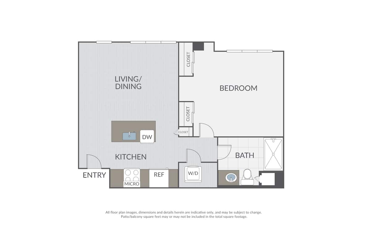 Floorplan diagram for Plan 1B, showing 1 bedroom