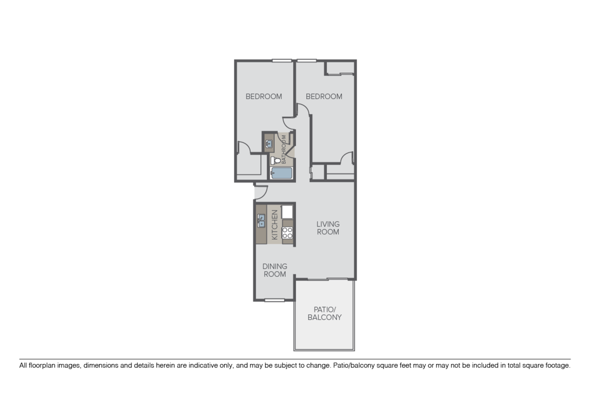 Floorplan diagram for Plan A - 2 Bed / 1 Bath, showing 2 bedroom