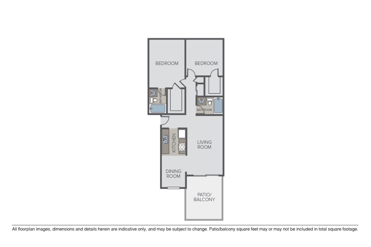 Floorplan diagram for Plan B - 2 Bed / 2 Bath, showing 2 bedroom