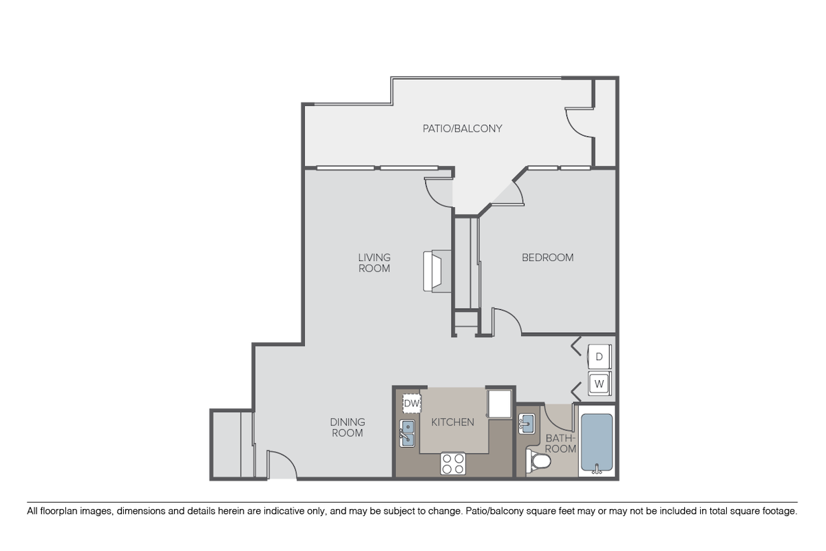 Floorplan diagram for Mendocino, showing 1 bedroom