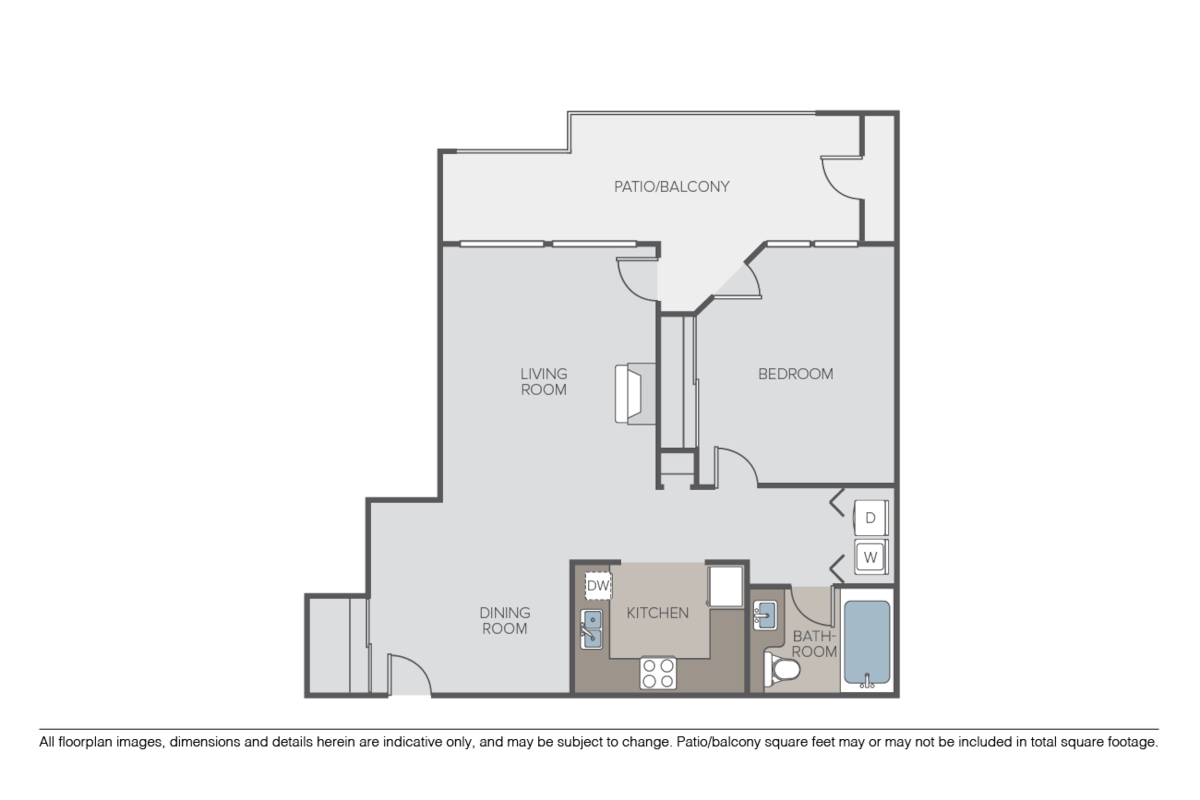 Floorplan diagram for Mendocino, showing 1 bedroom