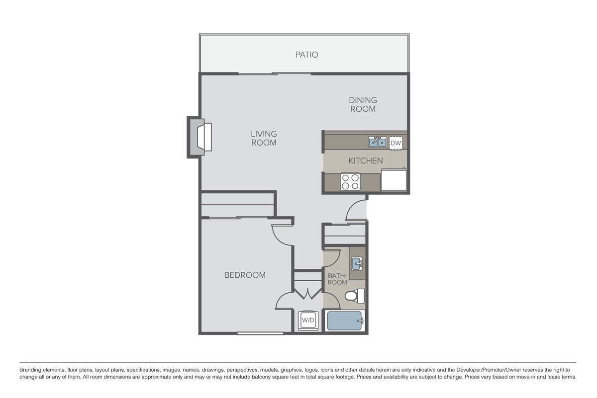 Floorplan diagram for Plan 1A, showing 1 bedroom