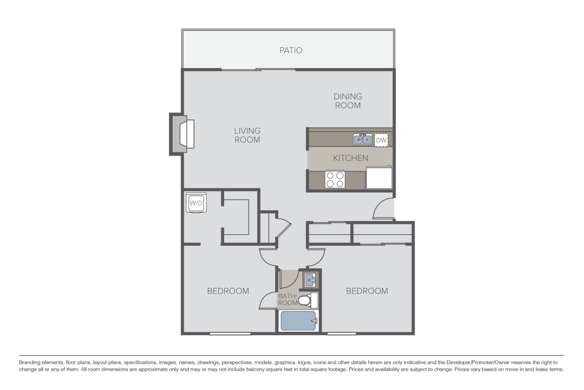 Floorplan diagram for Plan B-1, showing 2 bedroom