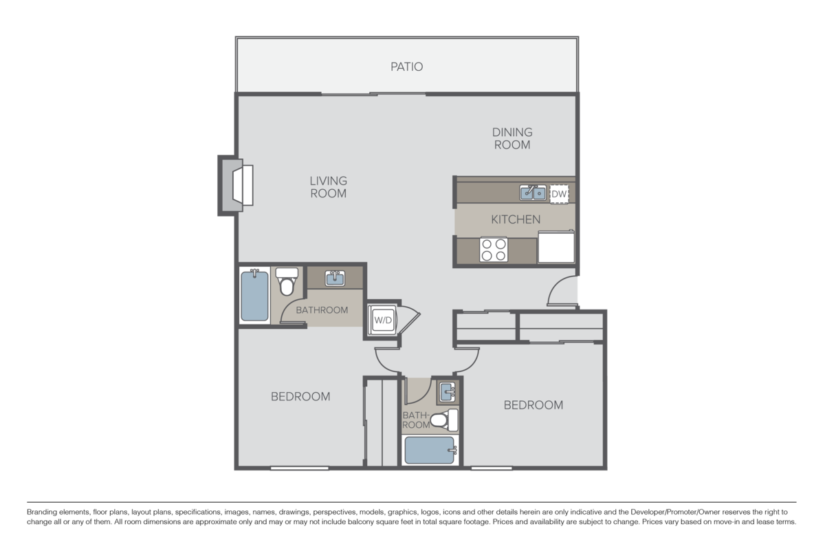 Floorplan diagram for Plan B-3, showing 2 bedroom