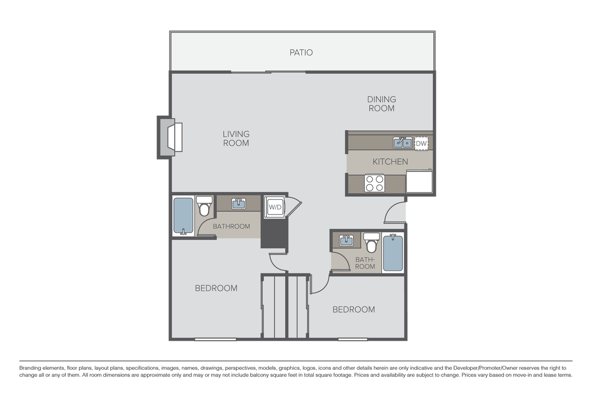 Floorplan diagram for Plan 2C, showing 2 bedroom