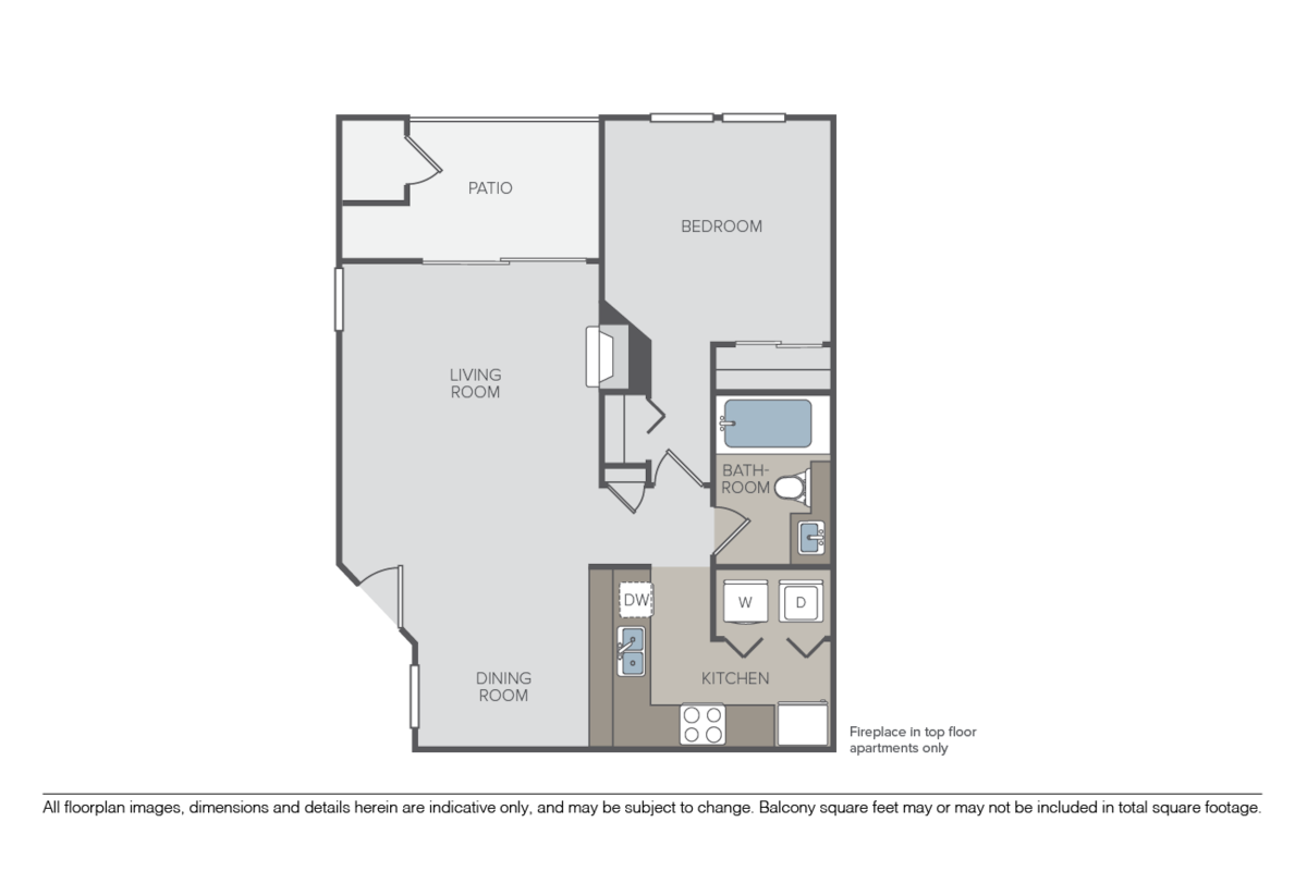 Floorplan diagram for Angel Falls, showing 1 bedroom