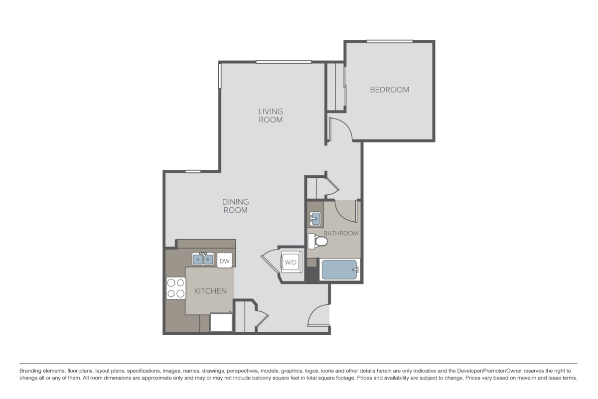 Floorplan diagram for Marbella, showing 1 bedroom