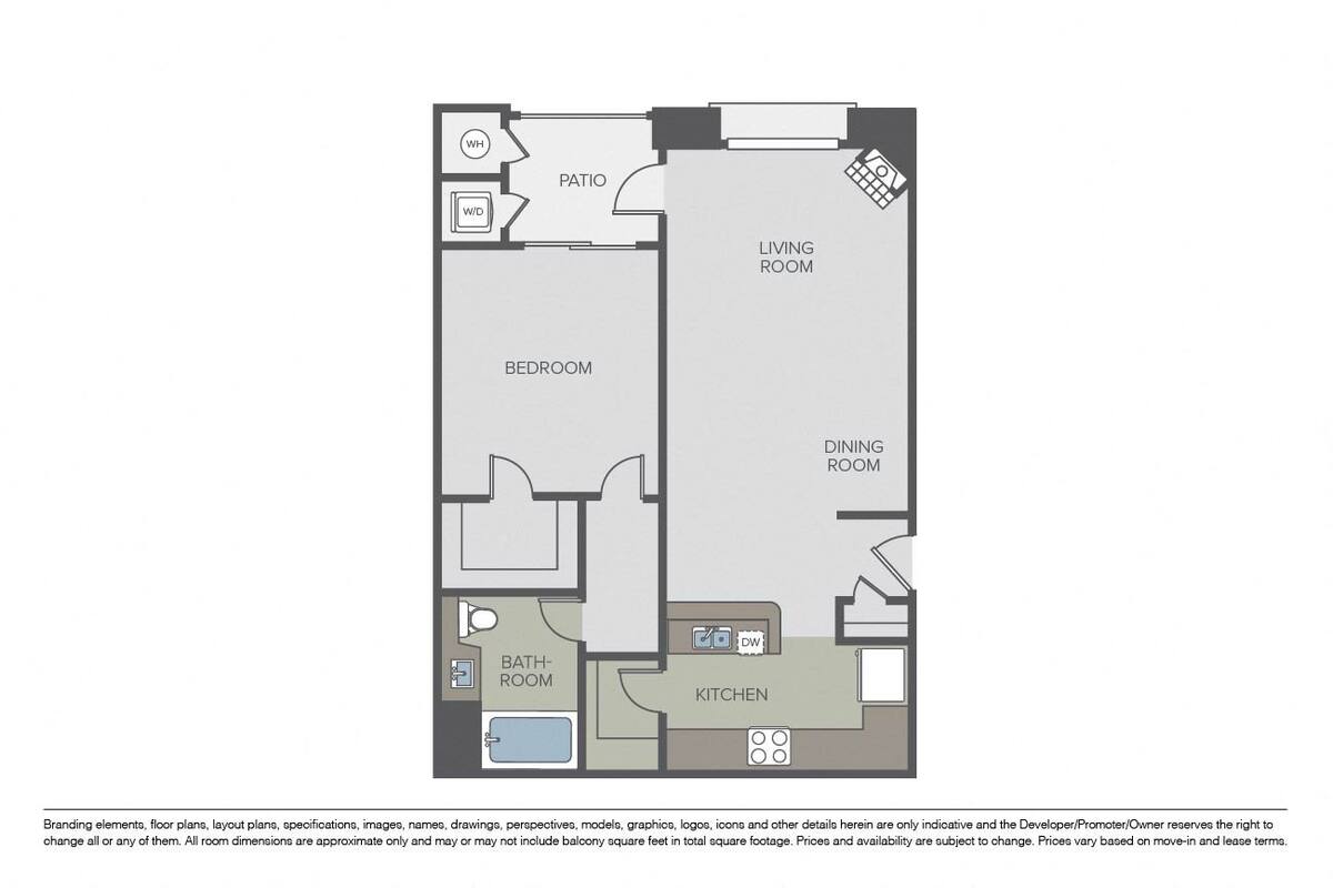 Floorplan diagram for Sierra, showing 1 bedroom