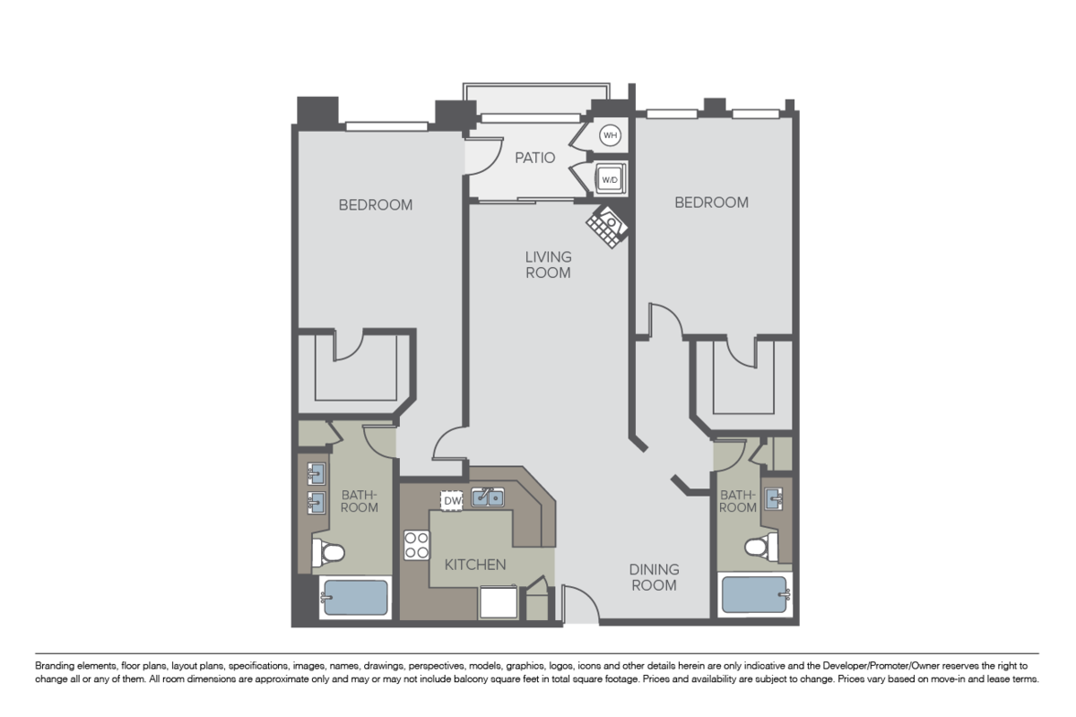 Floorplan diagram for Pine, showing 2 bedroom