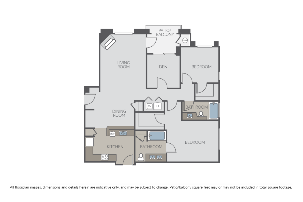 Floorplan diagram for Chestnut with Den, showing 2 bedroom
