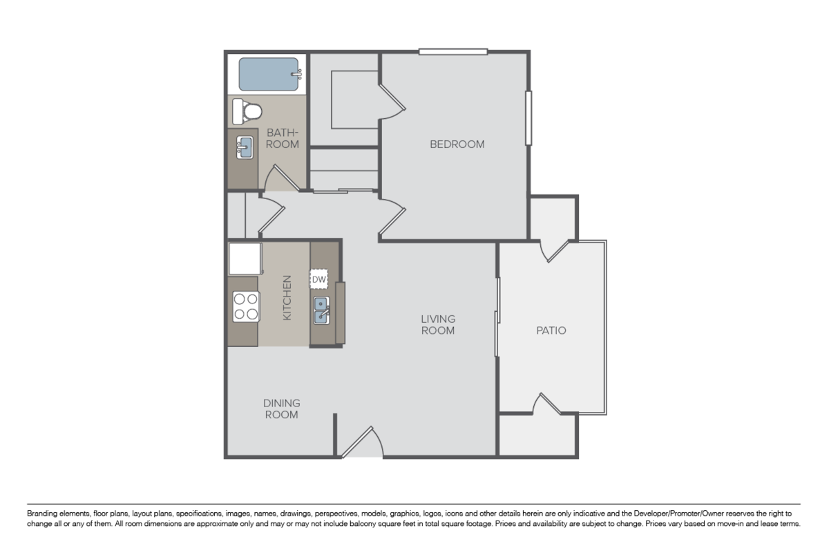 Floorplan diagram for Aspen, showing 1 bedroom