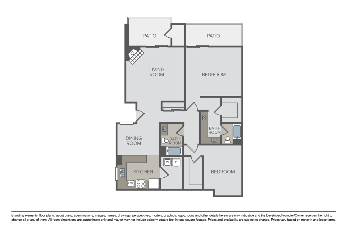 Floorplan diagram for Tupilo, showing 2 bedroom