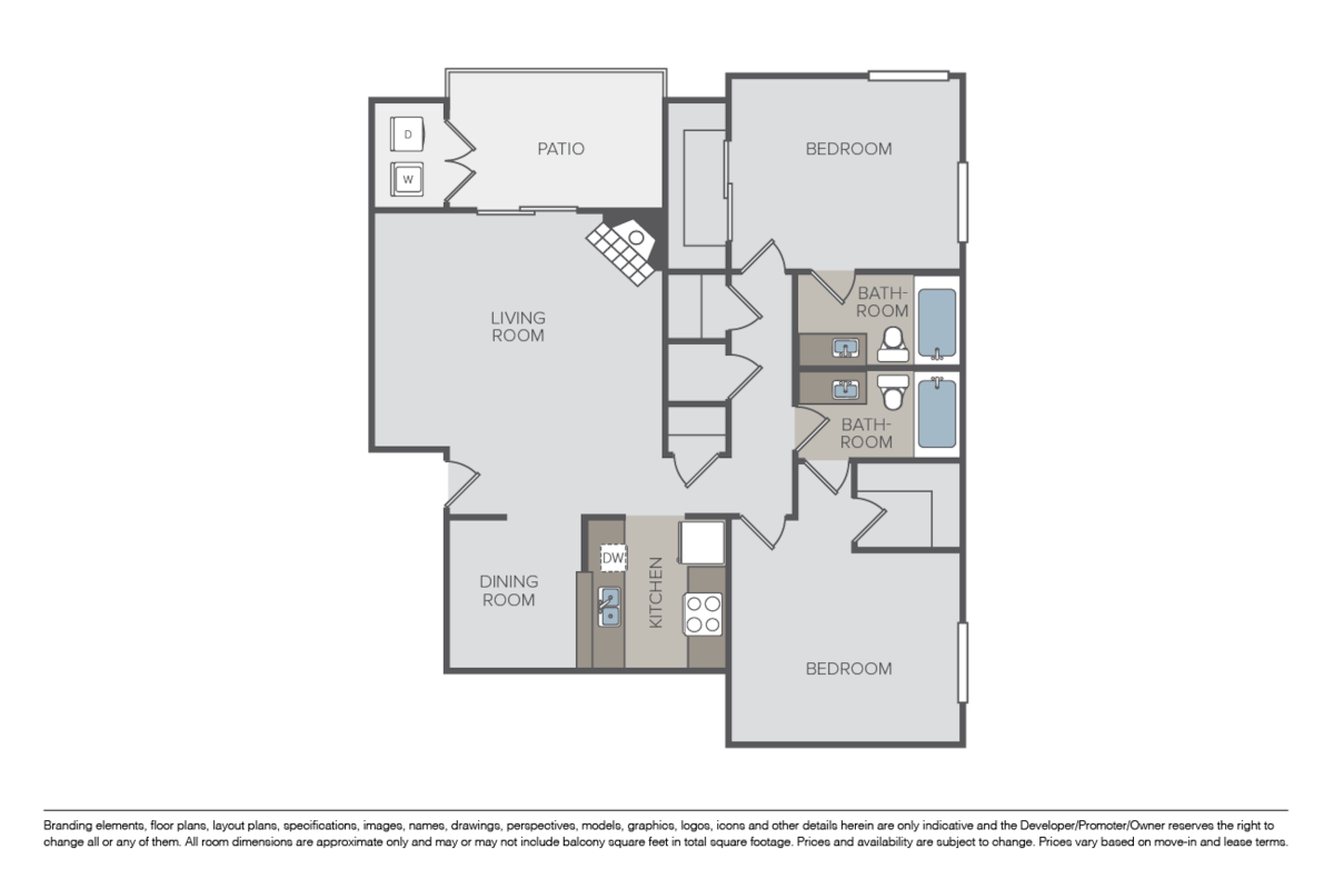 Floorplan diagram for Coral, showing 2 bedroom