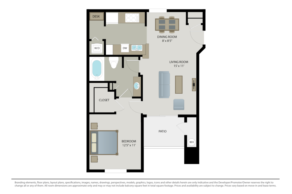 Floorplan diagram for Shetland, showing 1 bedroom