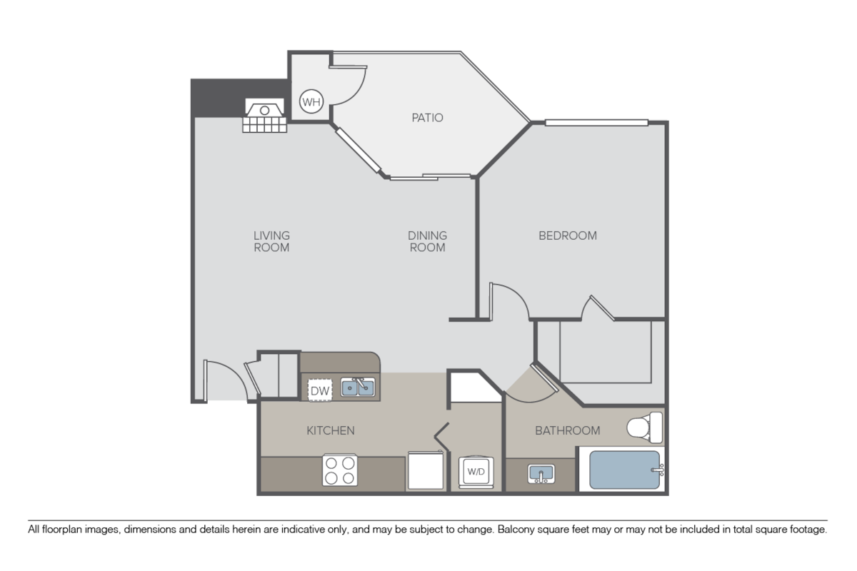 Floorplan diagram for Hampton, showing 1 bedroom