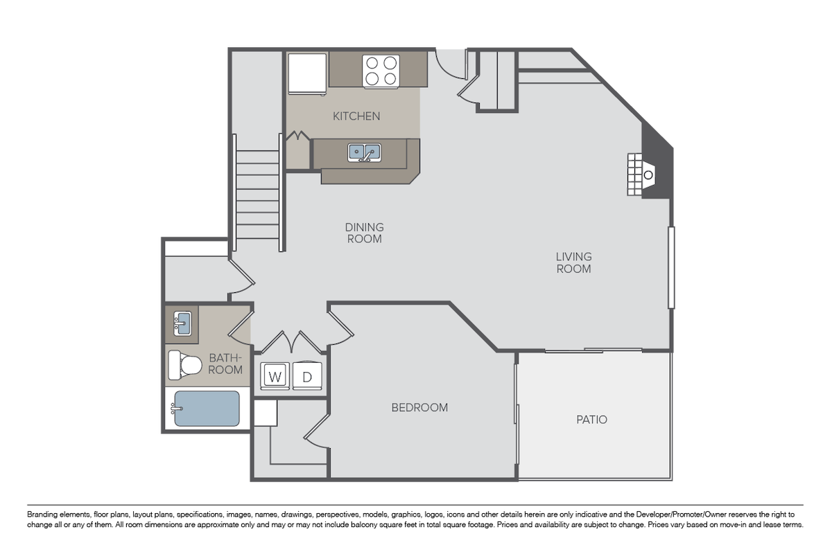 Floorplan diagram for Plan 1E, showing 1 bedroom